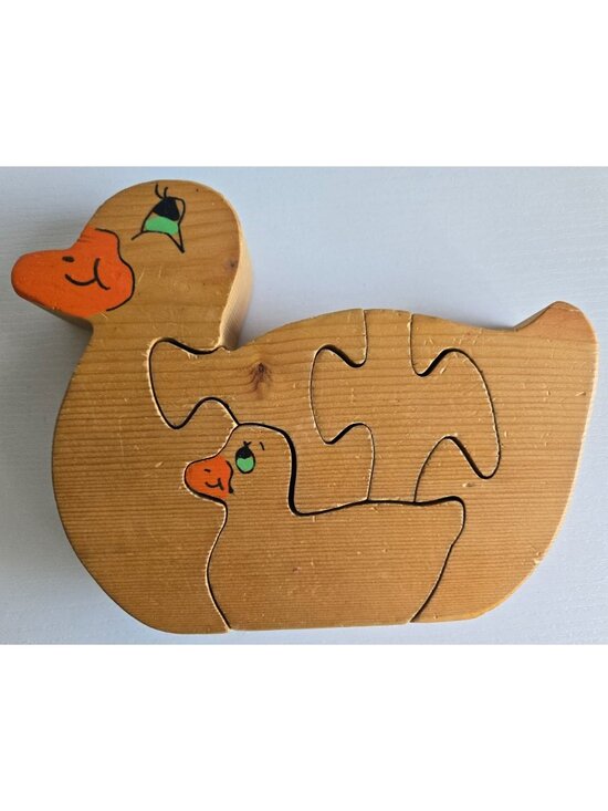 Other - VTG Wood Duck & Duckling Puzzle Statue Figurine Art Wooden Toy Shelf Sitter